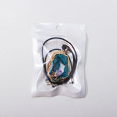Natural blue agate cave with amethyst gold side pendant -20210828B
